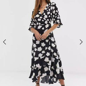 AllSaints Delana Caro Wrap Midi Dress in Small